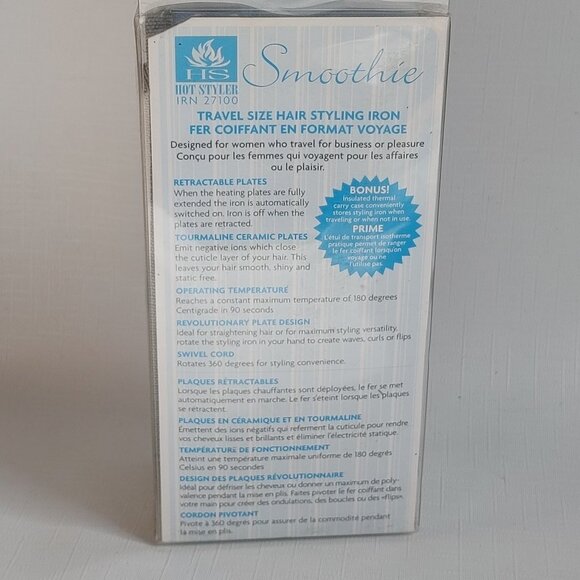 SMOOTHIE Hot Styler Travel Styling Iron with Tourmaline Ceramic Plates B… - Picture 3 of 5